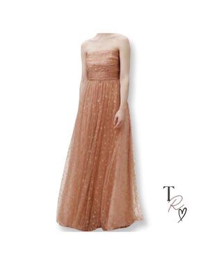 BHLDN x Joanna August Brenda Gown Blush Pink Gold Star Tulle Size 8 Celestial